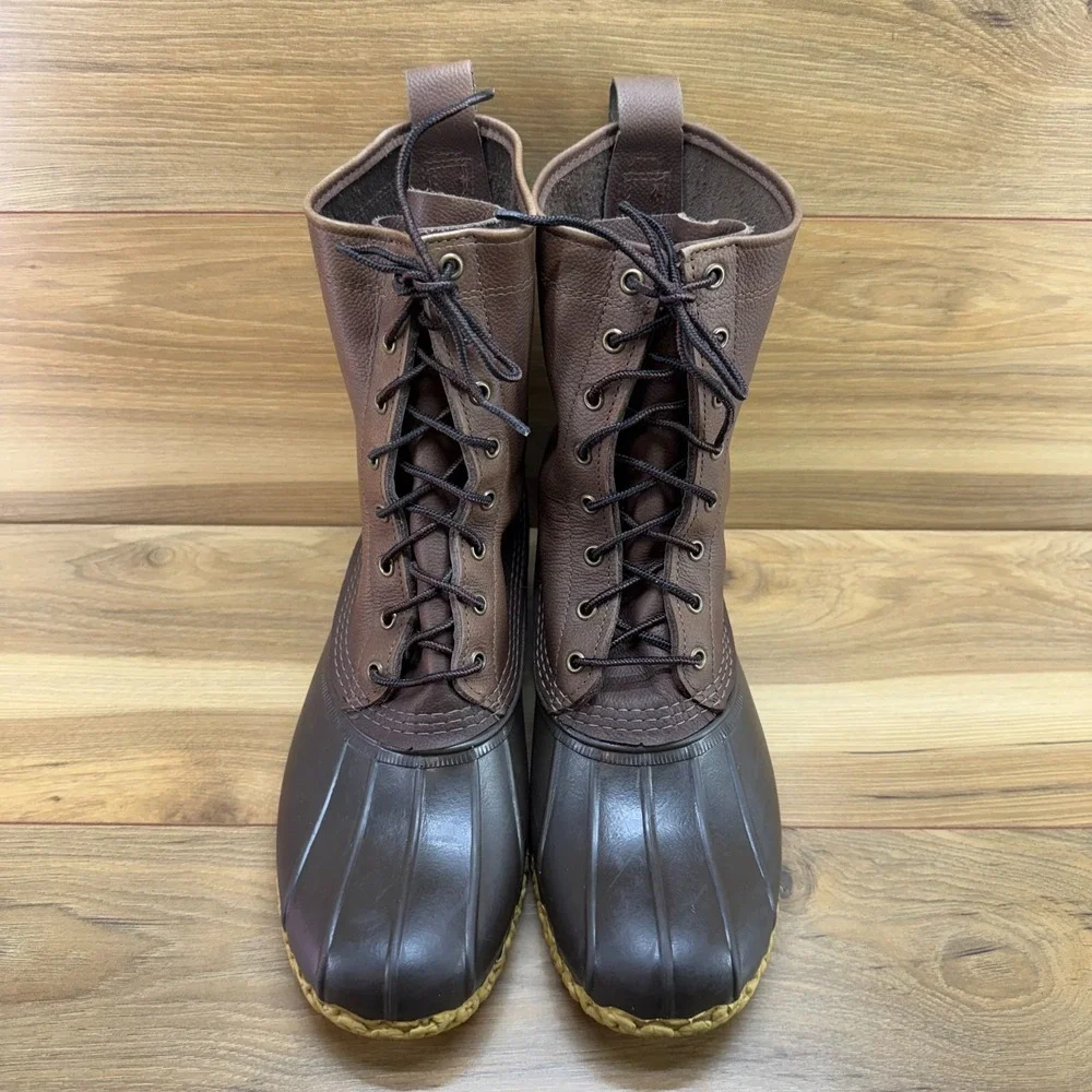 LL BEAN Boots Brown Leather Mens 11 Lace Up Waterproof Hunting Outdoor Duck